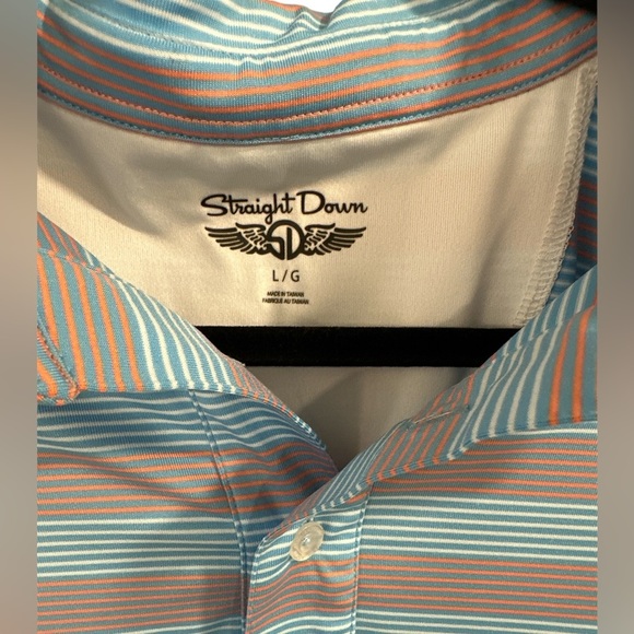 Straight Down‎ Golf Polo Large Blue/Orange Excellent - Picture 3 of 3